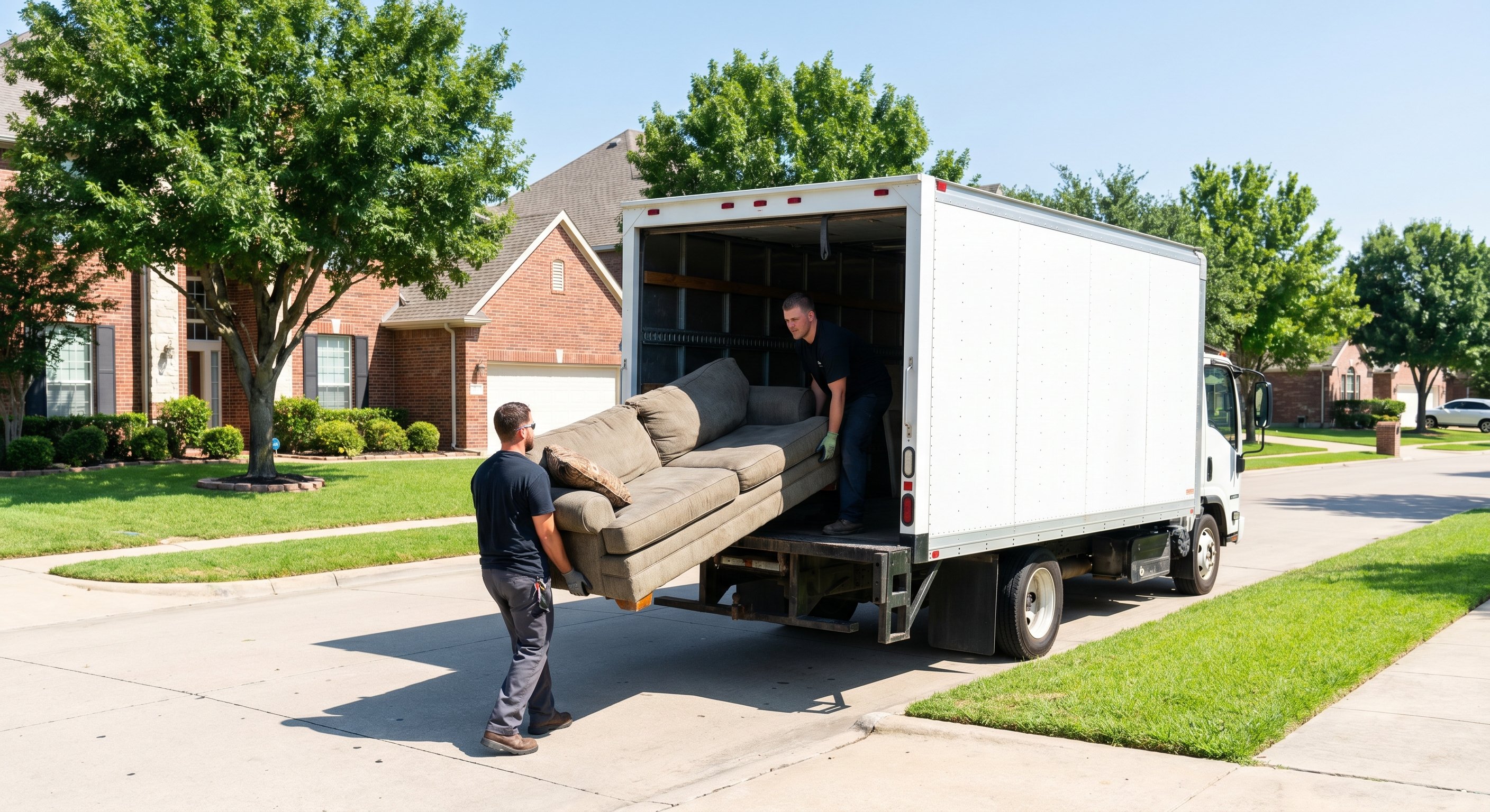 Junk removal truck in Elmhurst neighborhood